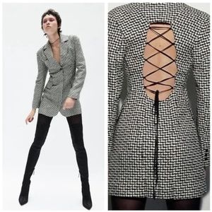 Zara Houndstooth Blazer Dress